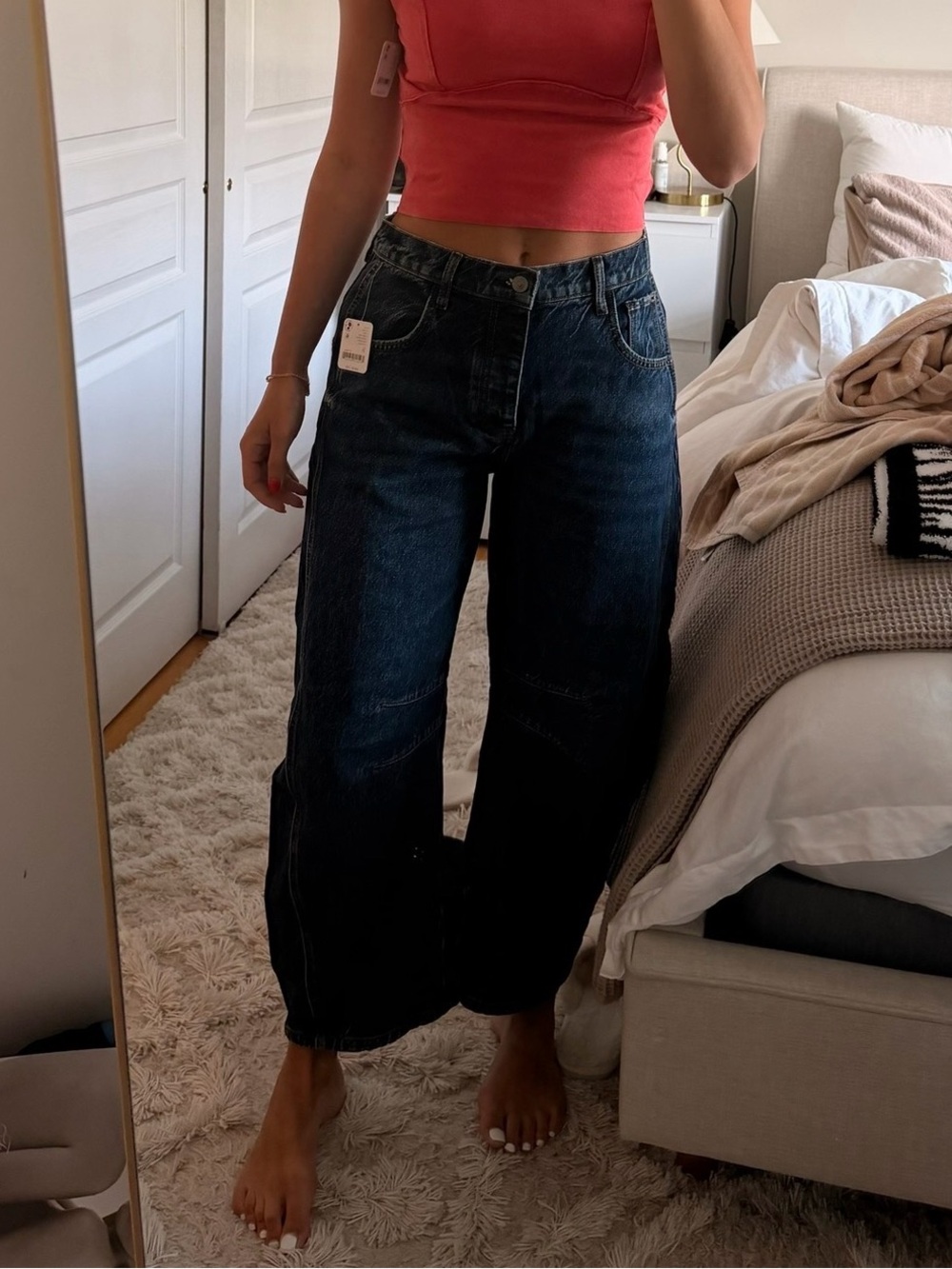 Free People Dark Indigo Wide Leg Jeans